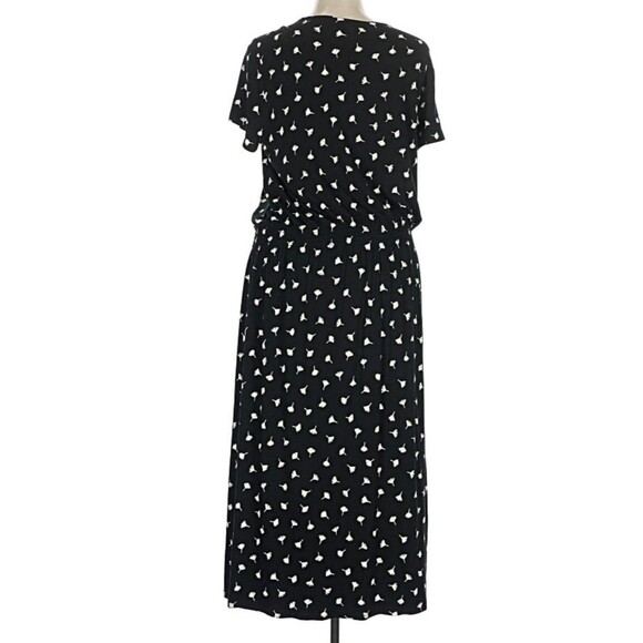 J Jill Wearever Collection XL Midi Dress New Blouson Dandelion Fluff Black White - Picture 10 of 11